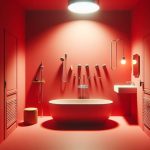 Comment créer une ambiance minimaliste dans une salle de bain rouge ?