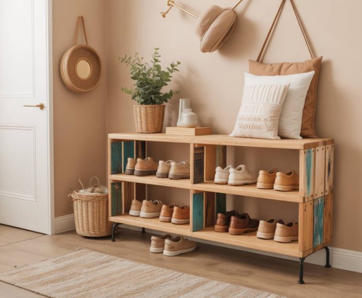 DIY : Fabriquer un meuble à chaussures mural en bois recyclé pour une entrée organisée et stylée