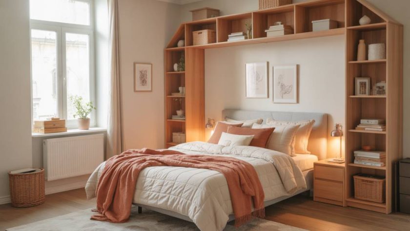 DIY : Fabriquer une tête de lit capitonnée en lin avec rangements intégrés pour une chambre cosy et fonctionnelle