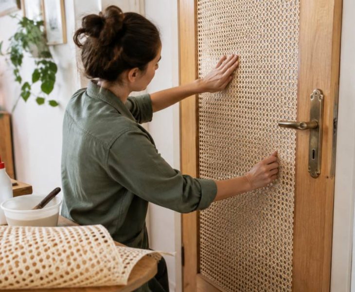 Comment coller du cannage sur une porte pleine : méthode et conseils pratiques